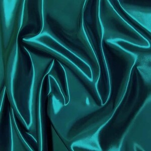 Solid Shiny Bridal Satin Fabric - TEAL - By The Yard Bridesmaid Dresses Table Runners Wedding Gowns Party Decorations