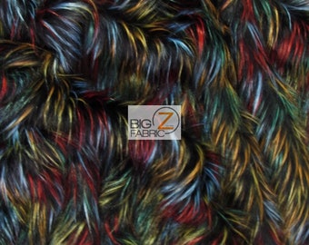 Fireworks Shaggy Faux Fur Long Pile Fabric - MULTI #2 - By The Yard DIY Costume Clothing Accessories Scarf Coats Rugs