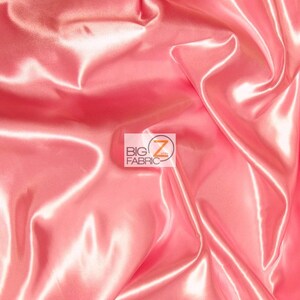 Solid Shiny Bridal Satin Fabric - CORAL - By The Yard Bridesmaid Dresses Table Runners Wedding Gowns Party Decorations