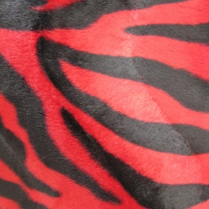 Zebra Print Velboa Faux Fur - Red/Black Big Stripe - Sold By The Yard  - 58"/60" Width