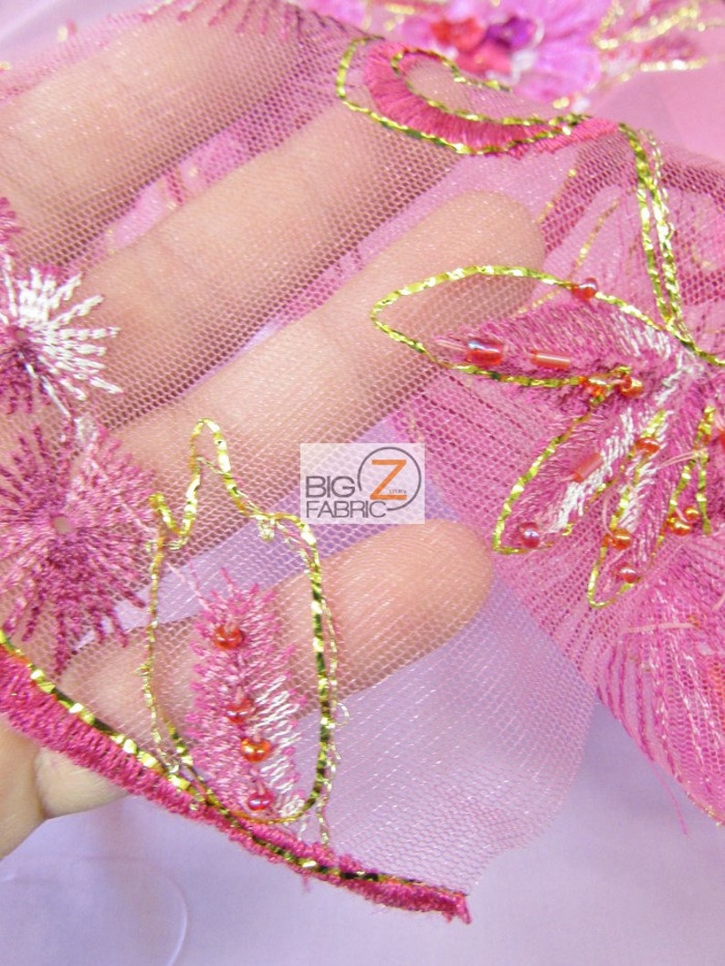 By The Yard Prom Wedding Homecoming Gown Celebrity Rosette Beaded Embroidery Dress Mesh Fabric GOLD
