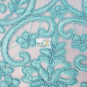 Grove Lace Fabric - MINT - Sold By The Yard Prom Gown Bridal Dress Event