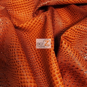 DuroLast™ Florida Gator 3D Embossed Vinyl Fabric - CRUSH ORANGE (New Lot) - By Yard Crocodile 2 Tone Faux Leather Upholstery Accessories