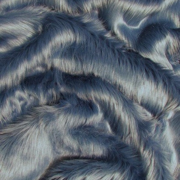 Solid Shaggy Faux Fur Fabric - DENIM - Sold By The Yard 60" Width Coats Costumes Scarfs Rugs Props Long Pile