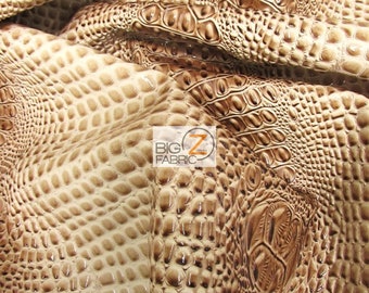 DuroLast™ Florida Gator 3D Embossed Vinyl Fabric - MILKY HAZELNUT - By Yard Crocodile 2 Tone Faux Leather Upholstery Accessories