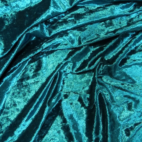 Crushed Stretch Velvet Costume Fabric - TEAL - Sold By The Yard DIY Clothing Accessories Decor