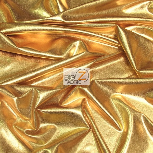 Metallic Foil Spandex Fabric - GOLD - Sold By The Yard 2 Way Stretch Shiny DIY Apparel Accessories Lining