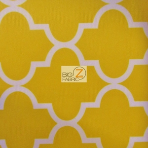 Moroccan Quatrefoil Canvas Outdoor Waterproof Fabric - YELLOW - 60&quot; Width Sold By The Yard Cushions Tents Awnings Upholstery