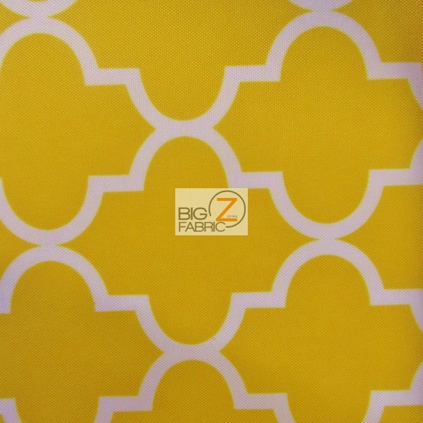 Moroccan Quatrefoil Canvas Outdoor Waterproof Fabric - YELLOW - 60" Width Sold By The Yard Cushions Tents Awnings Upholstery