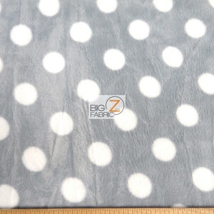Fleece Bedruckter Stoff - Polka Dots Grau/Weiß - Verkaufter Füllstoff Warme Decke Dekor Antipilling Kleidung Pullover