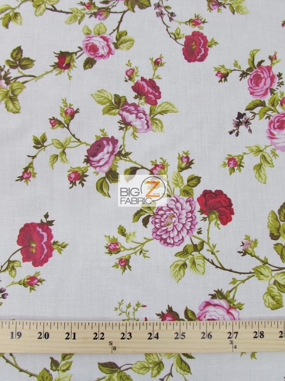 58"/59" WIDTH SOLD BTY DAFFODILS FLOWER POLY COTTON PRINT FABRIC Red 58"/59" WIDTH SOLD BTY DAFFODILS FLOWER POLY COTTON PRINT FABRIC Red