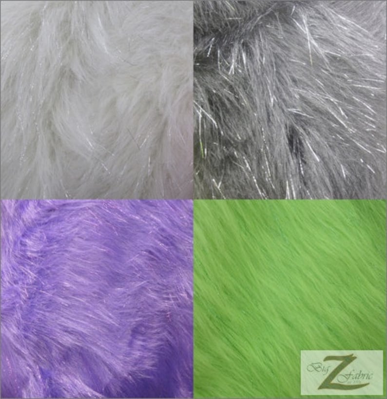 PURPLE Faux Fake Fur Solid Shiny Tinsel Long Pile Fabric Sold By The Yard 60 Width