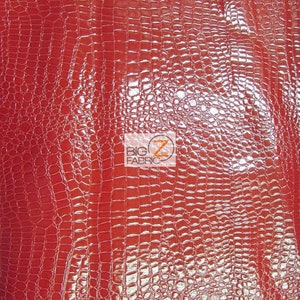 DuroLast™ Vinilo Imitación Cuero Sintético Polipiel Repujado Tejido de Caimán Brillante - ROJO - cortado a medida Tapicería Bolsos Zapatos Carteras Cinturones