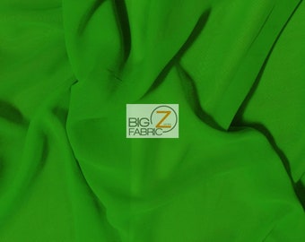 Solid Hi-Multi Chiffon Dress Fabric - KELLY GREEN - 58" Width Sold By The Yard Overlays, Wedding Decor, Bridal Lining