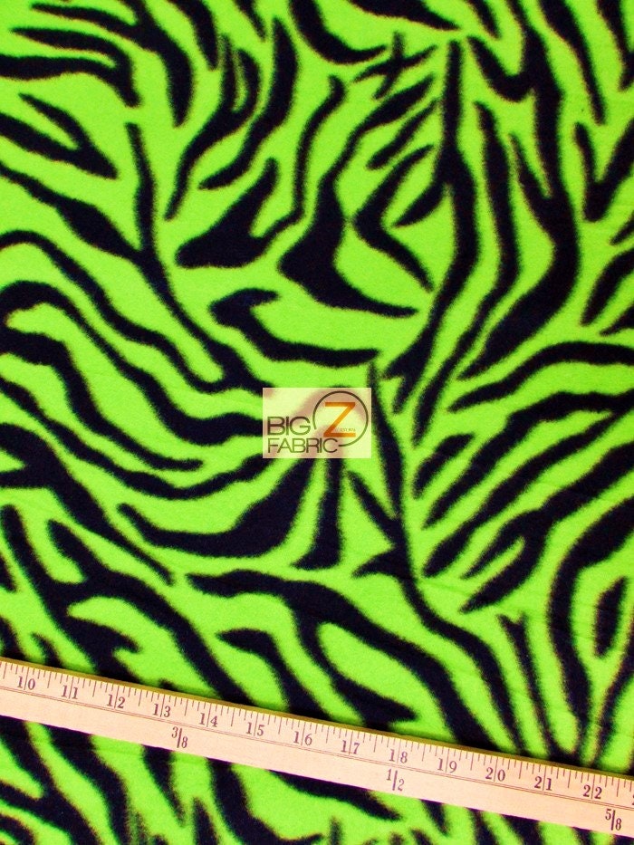 Lime Zebra Print Polar Fleece Fabric 60 Width Sold By Etsy