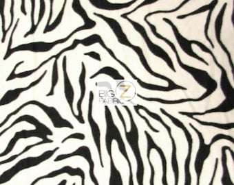 Weiß Zebra Print Polarfleece Stoff 160" Breite (1)