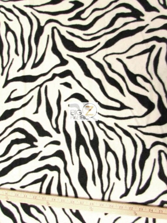 White Zebra Print Polar Fleece Fabric 60" Width Sold By The Yard (1)