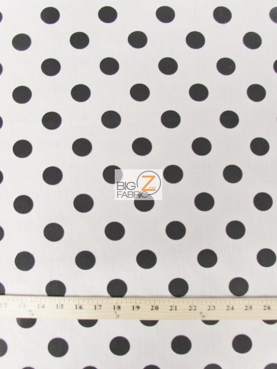 GIANT POLKA DOT POLY COTTON PRINT FABRIC P253 58"/59" White/Black 2" Dots GIANT POLKA DOT POLY COTTON PRINT FABRIC P253 58"/59" White/Black 2" Dots