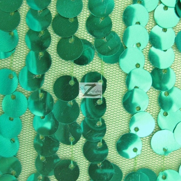 Big Rain Drop 3/8" Sequin Mesh Fabric  - GREEN - 55" Width Sold By The Yard