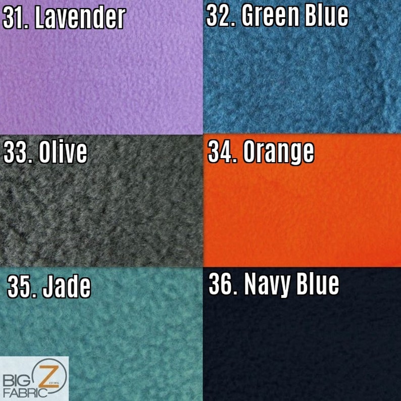 Solid Polar Fleece Anti-Pill Fabric 36 COLORS Sold By The Yard 60 Width Winter Polar Blankets Covers 2 Sided Brushed image 7