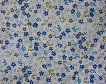 Poly Cotton Printed Fabric Mini Flower - BLUE - 58"/59" Width Sold By The Yard (P77)