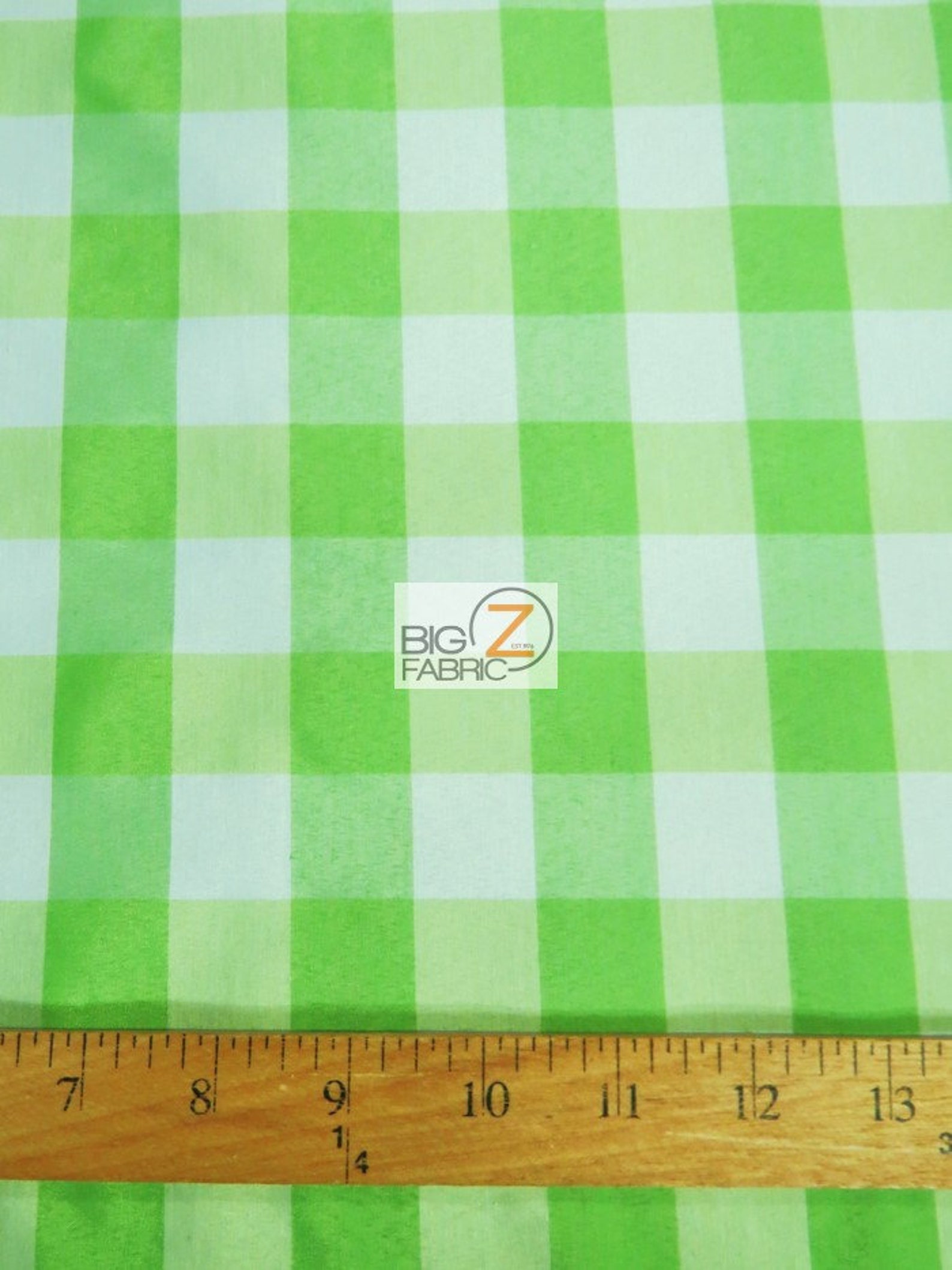 Checkered Gingham Poly Cotton Fabric LIME - Etsy