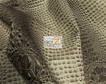 DuroLast™ Florida Gator 3D Embossed Vinyl Fabric - STONE GRAY - By Yard Crocodile 2 Tone Faux Leather Upholstery Accessories