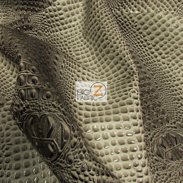 DuroLast™ Florida Gator 3D Embossed Vinyl Fabric - STONE GRAY - By Yard Crocodile 2 Tone Faux Leather Upholstery Accessories