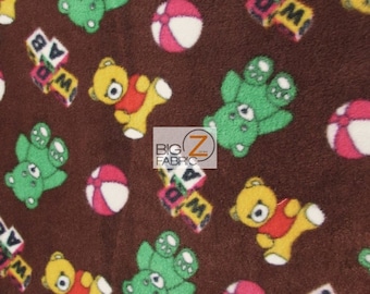 Tejido impreso Fleece - divertidos osos de peluche marrón - vendido cortado a medida warm manta decoración anti-píldora ropa suéteres