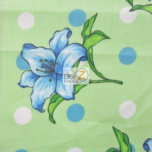 Bellflower Polka Dot Print Poly Cotton Fabric - VERT - 58&quot;/59 » Largeur vendue par cour Decor Clothing Undergarments Floral