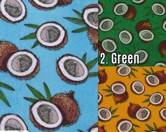 Poly Baumwolle gedruckt Stoff Obst Kokosnuss - 3 Farben - verkauft Bulk Stock DIY Essential Masken Dekor Modebekleidung