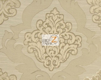 Medieval 2 Tone Damask Upholstery Fabric - LATTE - Sold By Yard Sofa Curtains Home Decor Furniture Drapery