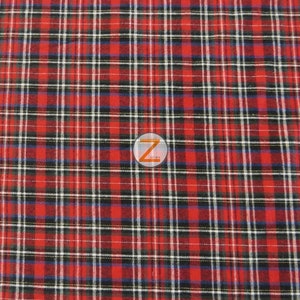 Tartan Plaid Uniform Apparel Flannel Fabric - RED/BLACK - By The Yard Pajamas Shirts Clothing 27