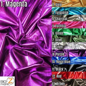 Metallic Foil Spandex Fabric - 13 COLORS - Sold By The Yard 2 Way Stretch Shiny DIY Apparel Accessories Lining