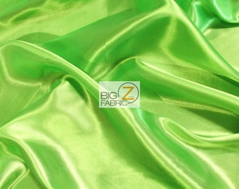 Solid Medium Weight Shiny Satin Fabric - LIME - Sold By The Yard Iridescent Gown Dress Skirts Tops Wedding