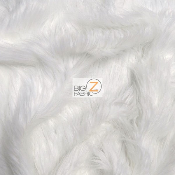 Solid Gorilla Monkey Shaggy Faux Fur Fabric - WHITE - By The Yard Coats Scarf Rugs Costumes Accessories Clothing