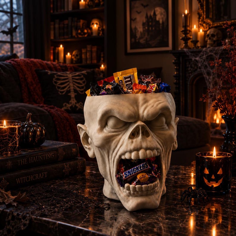 Gothic Candy Machine Skull Candy Bowl STL, Halloween Skull Candy Holder 3D Print File ...