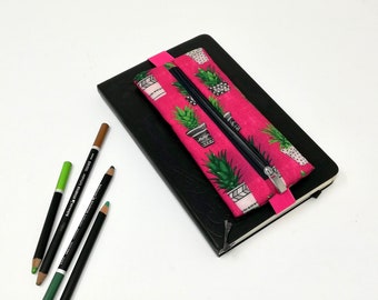 Pencil case with elastic band for Agenda, A5 Planner pencil pouch , Pen Case bookmark, succulent pattern