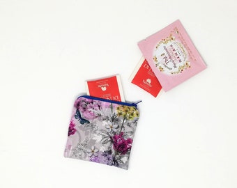 Mini zip Teabag purse, Tea Lover Gift, Tea holder, Tea wallet, Tea Accessories