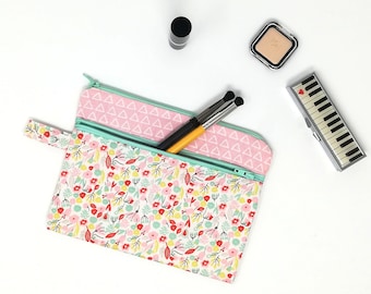 ziped pouch with two pockets, purse, Makeup bag, Cosmetic case, ziped purse, gift for sisters, Pencil case, Mum gift, gifts for her