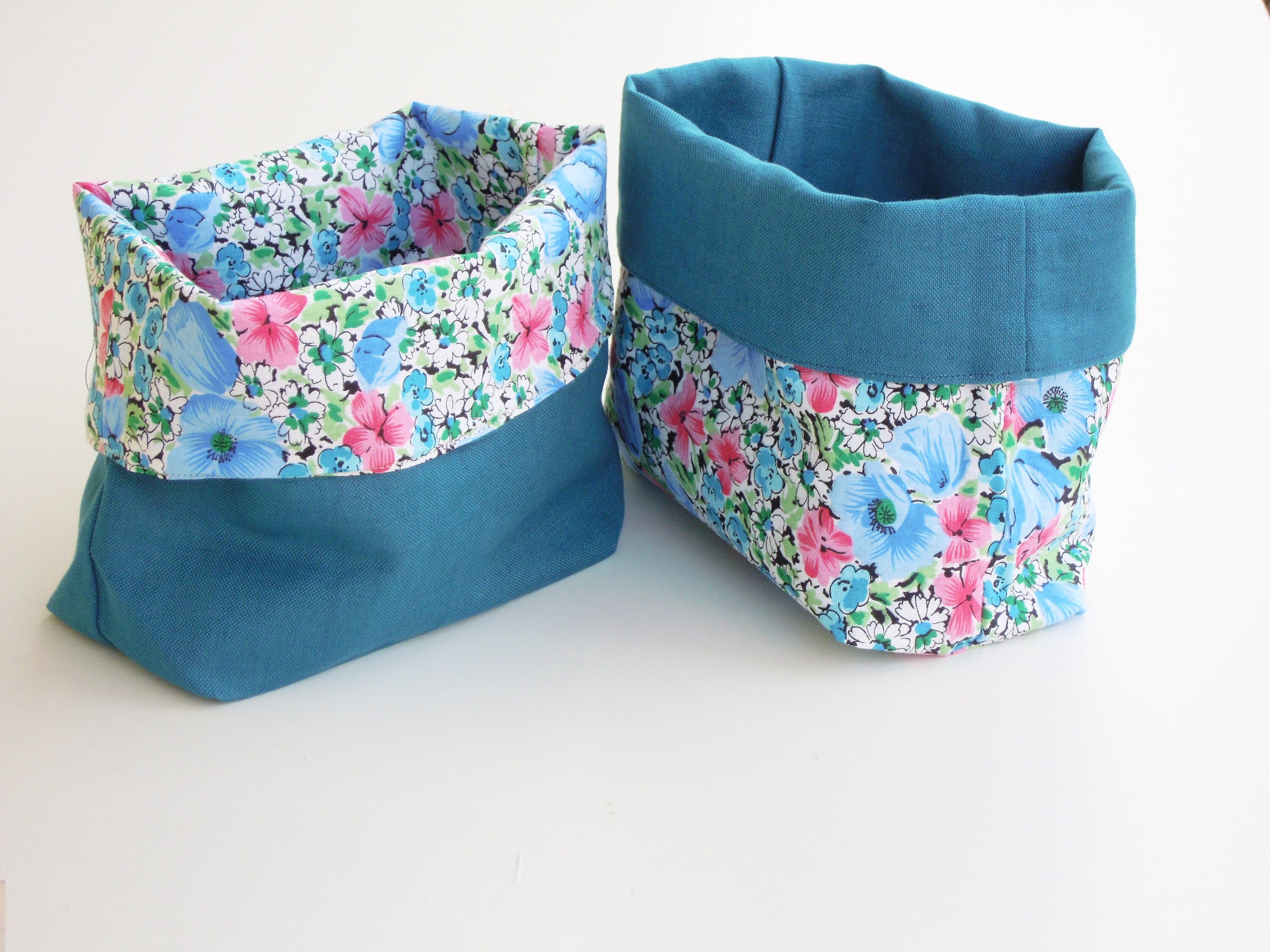 Reversible fabric basket pattern DIY stepbystep tutorial Etsy