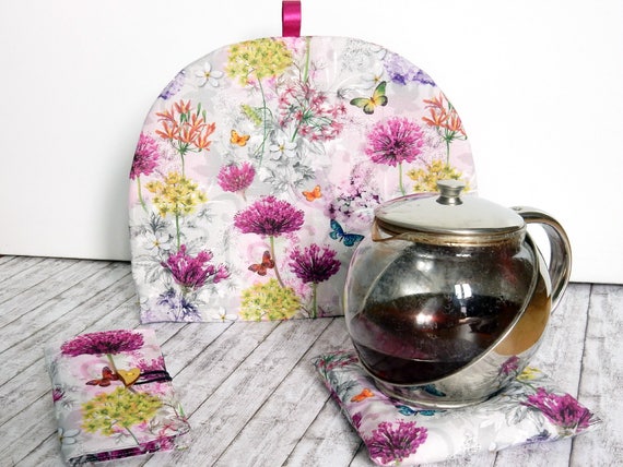 Teiera in vetro con fiori, teiera, regalo per gli amanti del tè