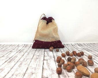 Mesh produce bag, reusable grocery bags, Market Bag, dimension MINI