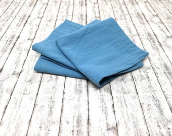 Table napkins, cotton napkins, reusable serviette, Customizable order, light blue color