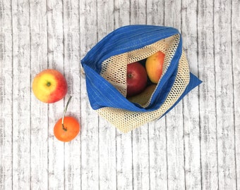 Reusable produce bags, Mesh grocery bags, Linen bags, Market Bag, Reusable drawstring Bag