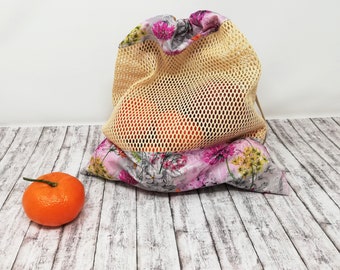 Produce bags, Cotton bags, Market Bag, Reusable drawstring Bag