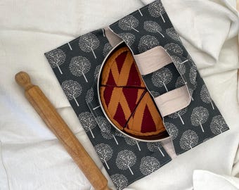 Bolsa de algodón hecha a mano para transportar cazuelas: elegante y práctica bolsa para llevar alimentos.