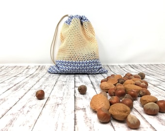 Mesh produce bag, reusable grocery bags, Market Bag, dimension MINI