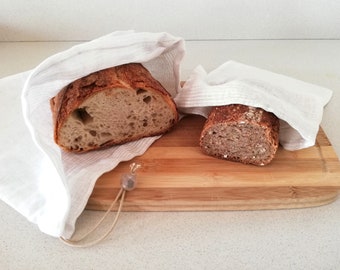 Kordelzug Leinenbrotbeutel, Wiederverwendbarer Brotbeutel, Zero Waste Beutel, Kordelzug wiederverwendbarer Beutel