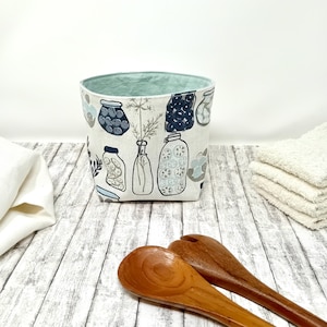 Fabric basket, reversible storage basket, kitchen and bathroom organizer